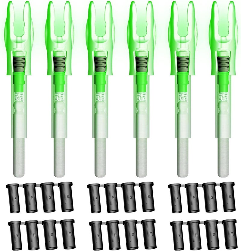 Linpeng 6PCS G Lighted Nocks for Arrows .165 .204 .233 .244 .246 with ON/Off Switch with X, H, S, GT Bushings LED Arrow Nocks - Image 1